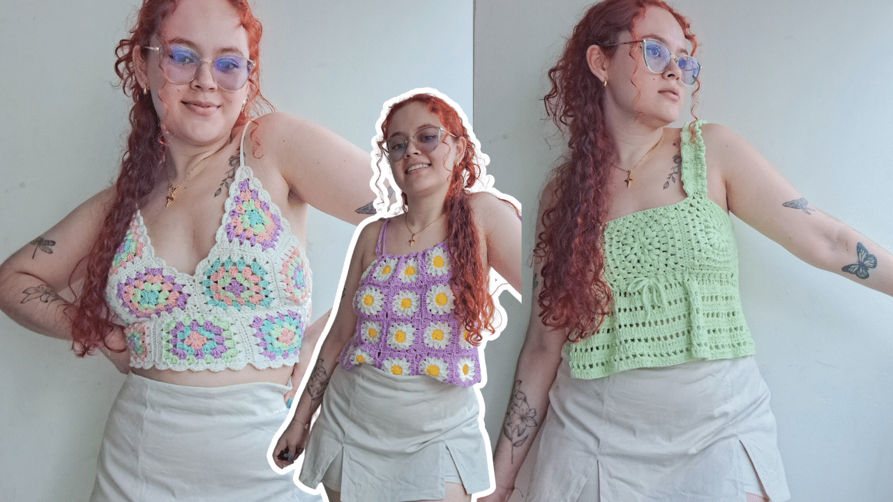 CURSO 3 CROPTOPS GRANNY – Crochet